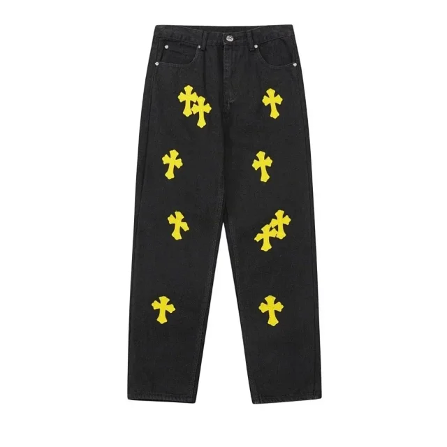 Unbranded Jeans Straight-leg with cross patches and graphic print product detail image 13