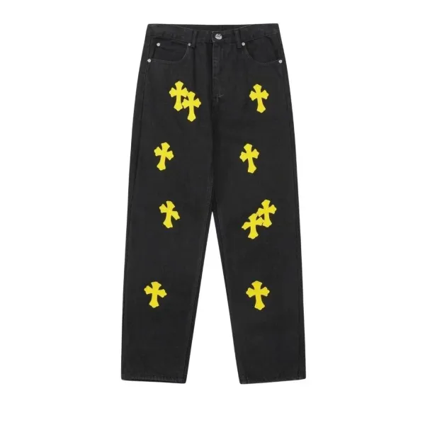 Gallery Dept. Cross-Embroidered Distressed Beige Jeans - 14