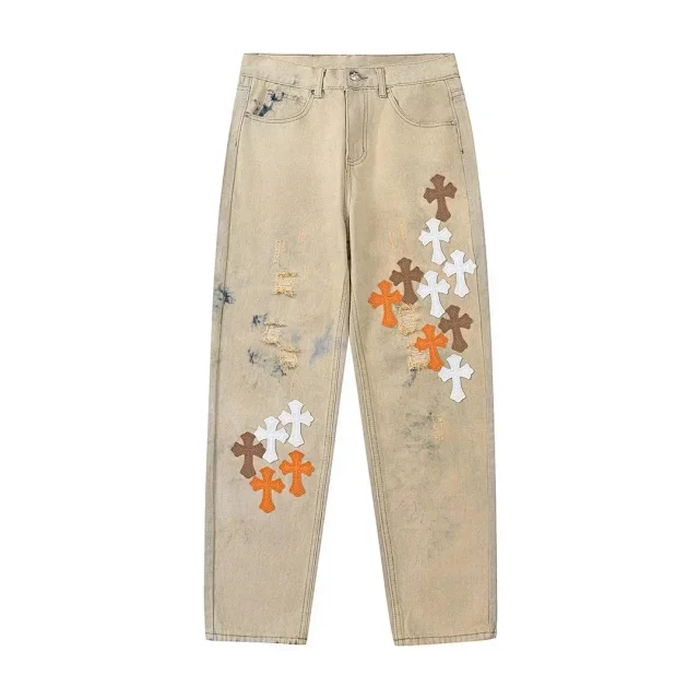 Unbranded Jeans Straight-leg with cross patches and graphic print product detail image 17