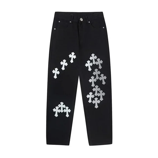 Unbranded Jeans Straight-leg with cross patches and graphic print product detail image 26
