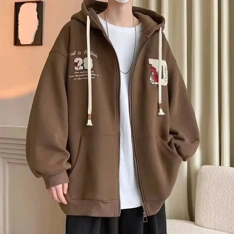 Design Embroidered Cross and Flames Hoodie Cream - 11