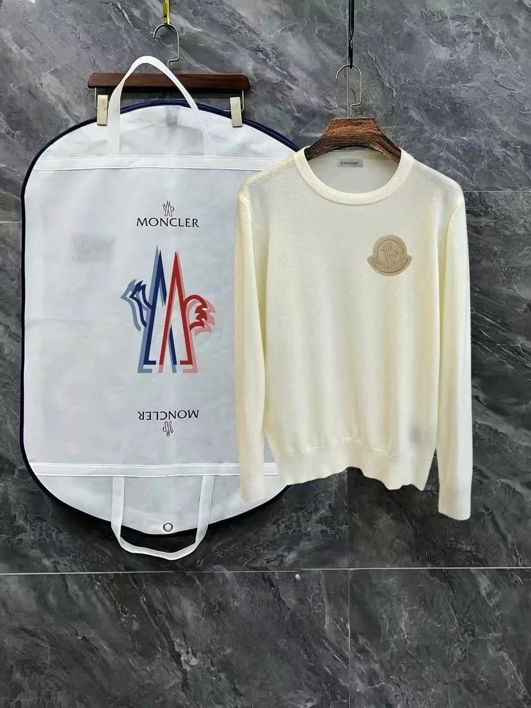 Moncler Knitwear Turtleneck logo-patch knit sweater — 0515037YPC