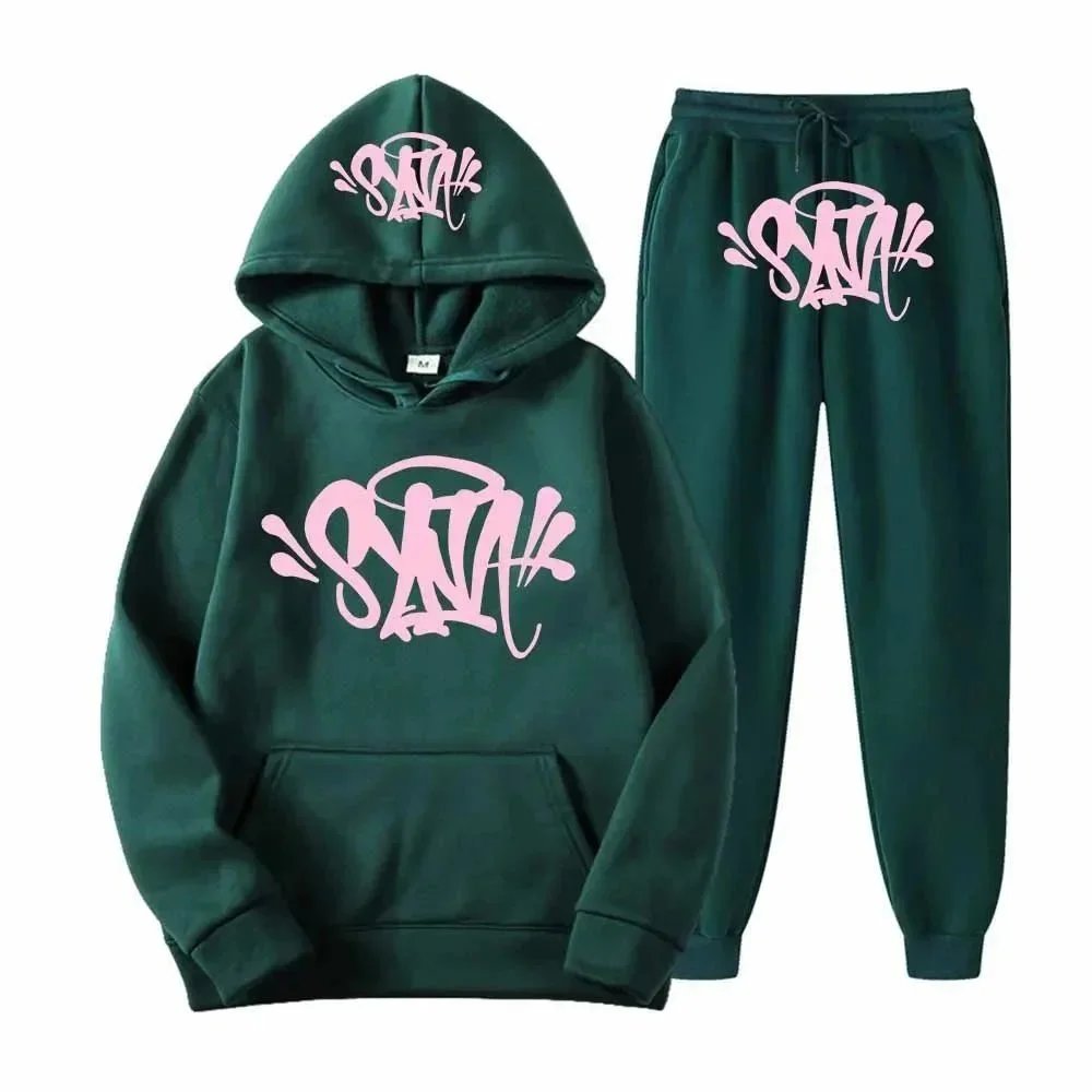 Off-White x Virgil Abloh Graffiti Hoodie and Sweatpants Set Black with Red and Green Spray Paint Print - 17