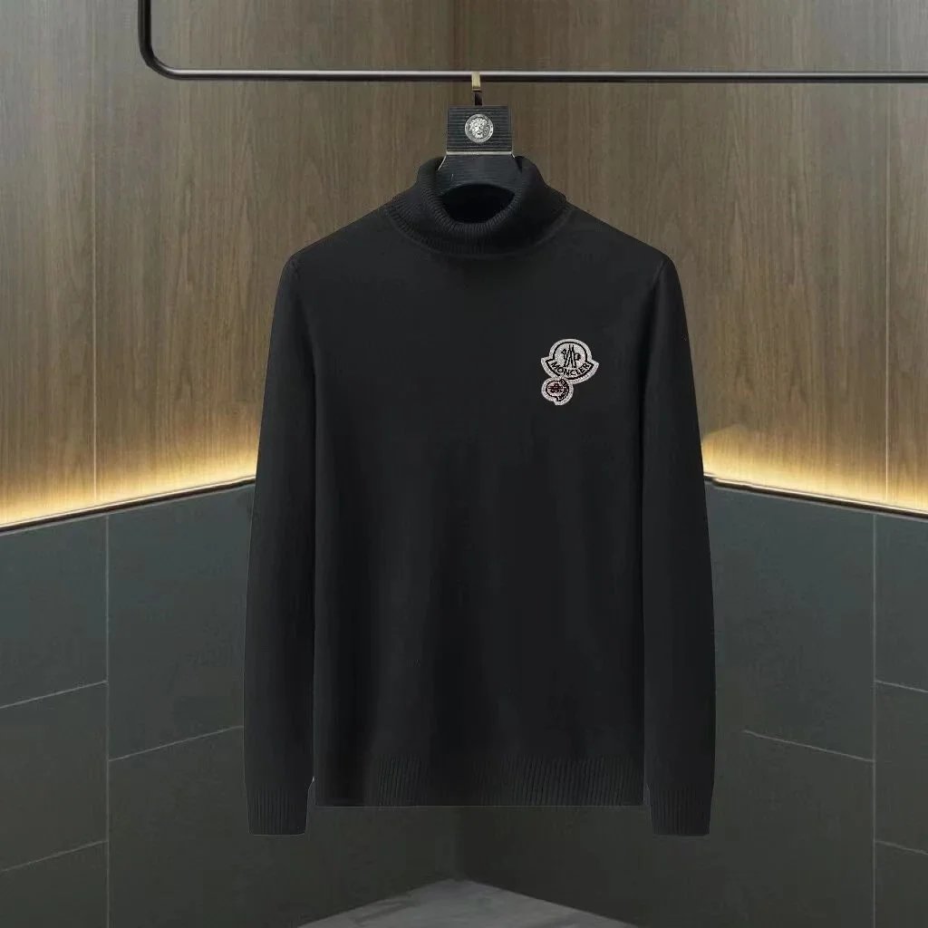 Moncler Knitwear Turtleneck logo-patch knit sweater — 0515008ZX