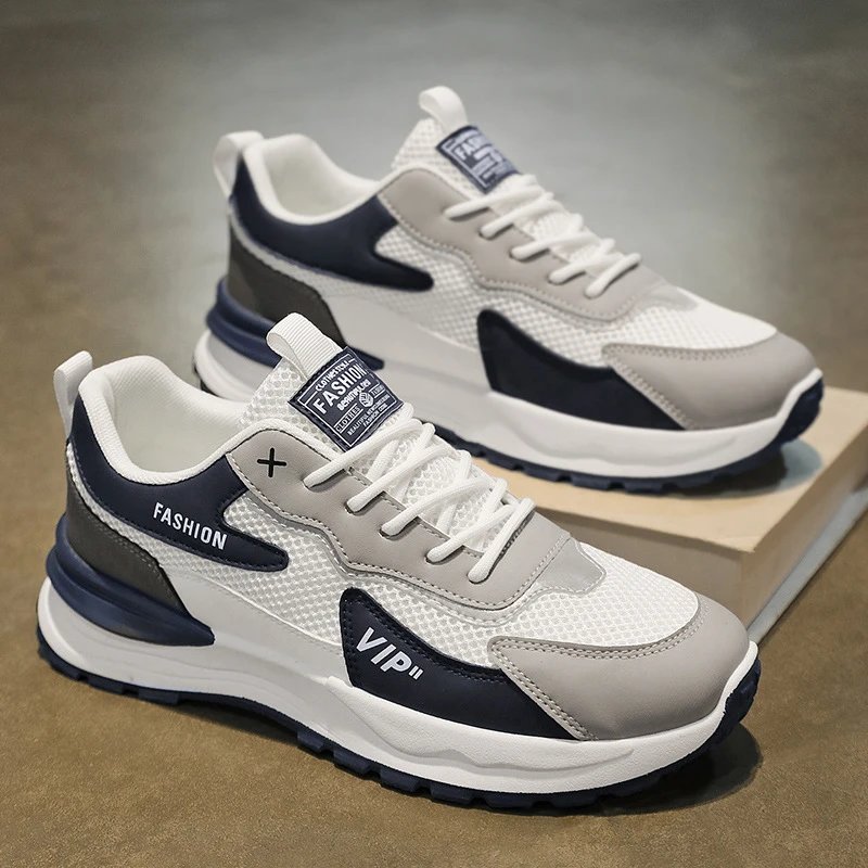 New Summer Men's Shoes Breathable Mesh Sneakers Trendy Versatile Thick Sole Running Casual Dad Shoes for Men