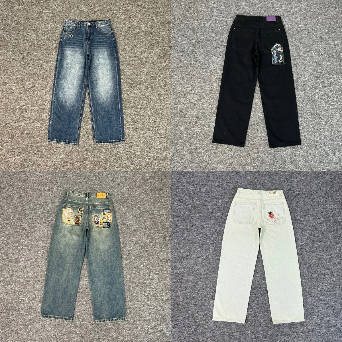 Denim Jeans [4 Styles: Blue, Black, Patched, Embroidered]