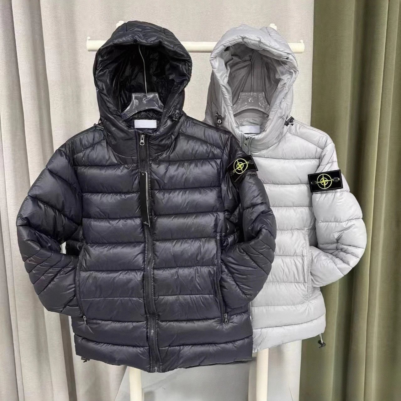 岛家刺绣徽章袖标棉服面包服保暖纯色通勤亮面男款 - 133662