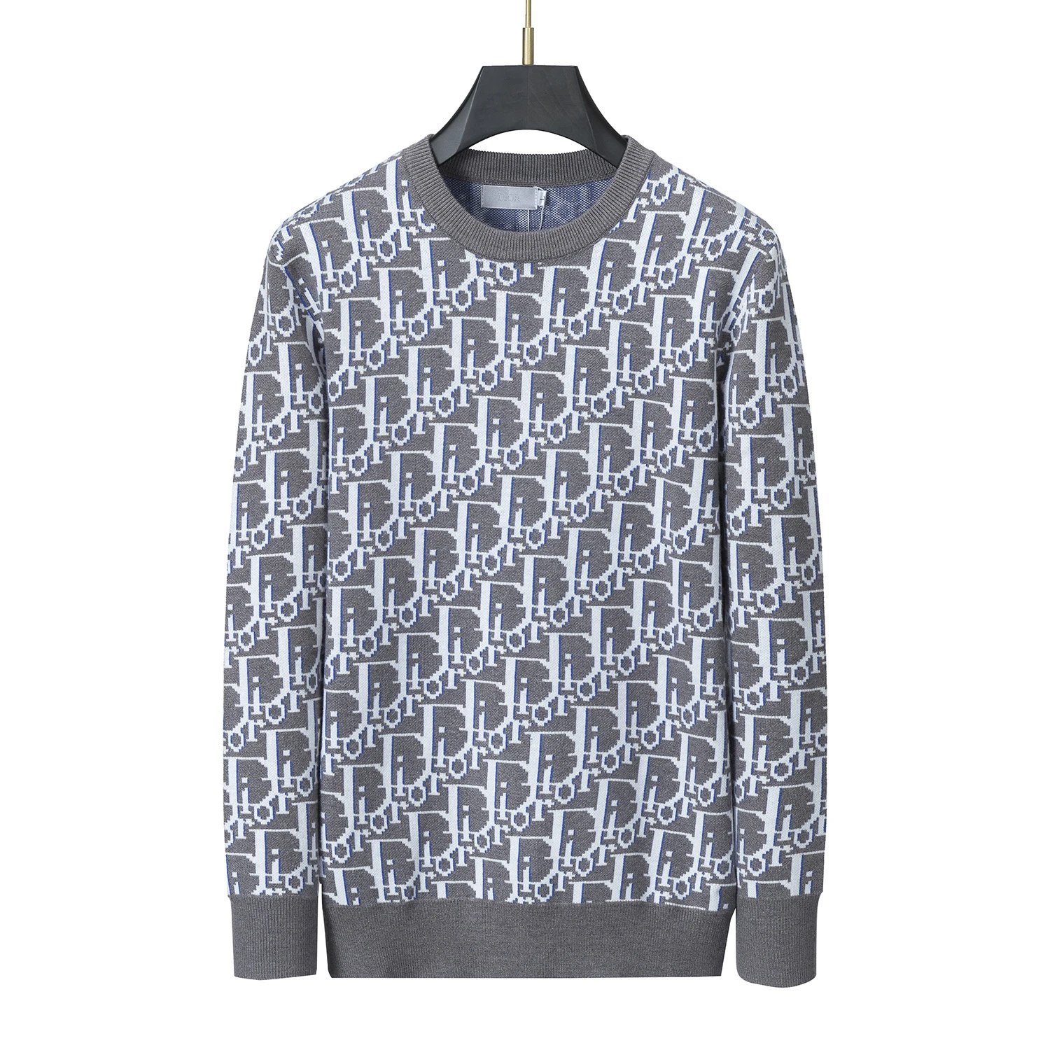 Gucci Knitwear Crewneck logo-pattern knit sweater — 3035 gray