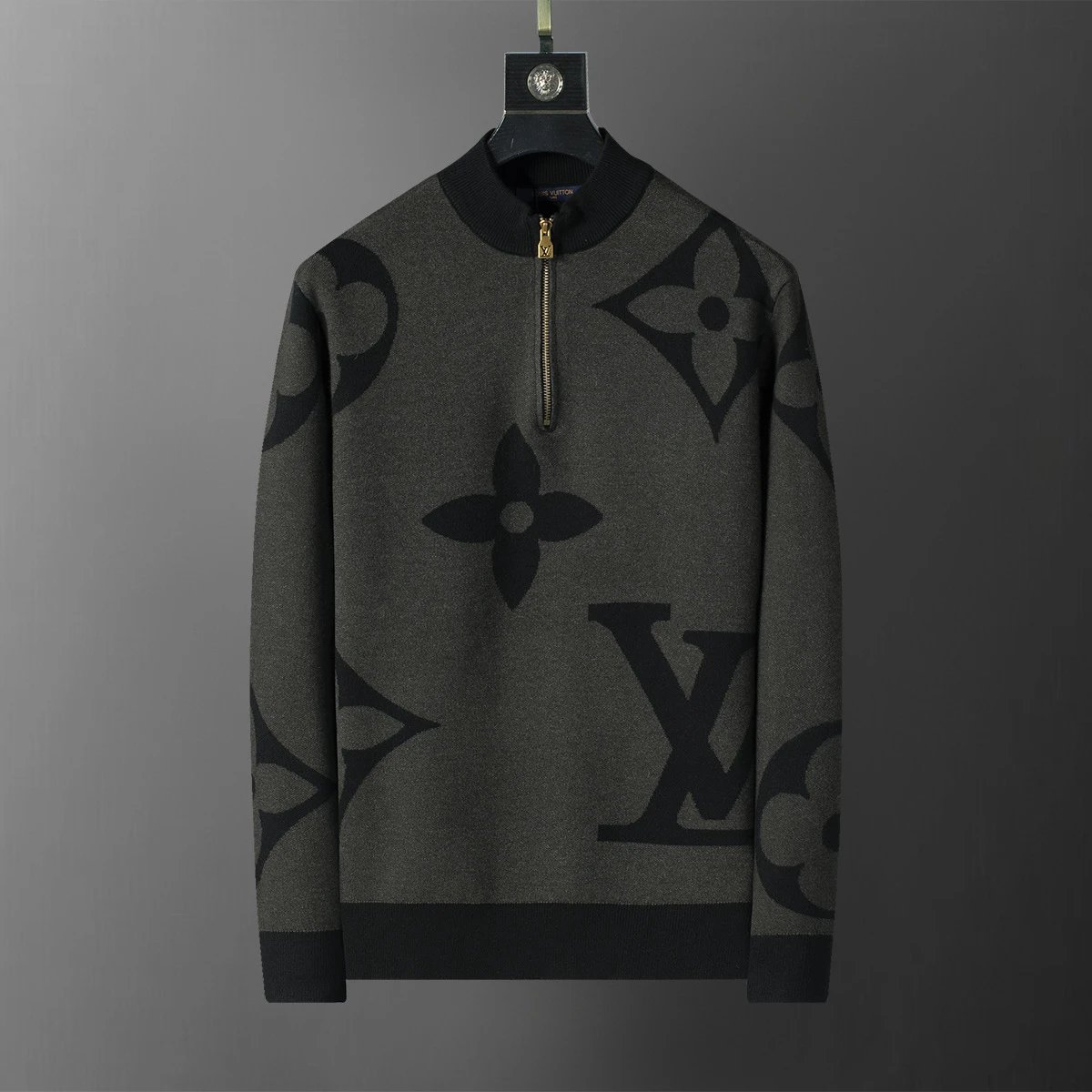 Gucci Knitwear Crewneck logo-pattern knit sweater — 5034 Gray-black