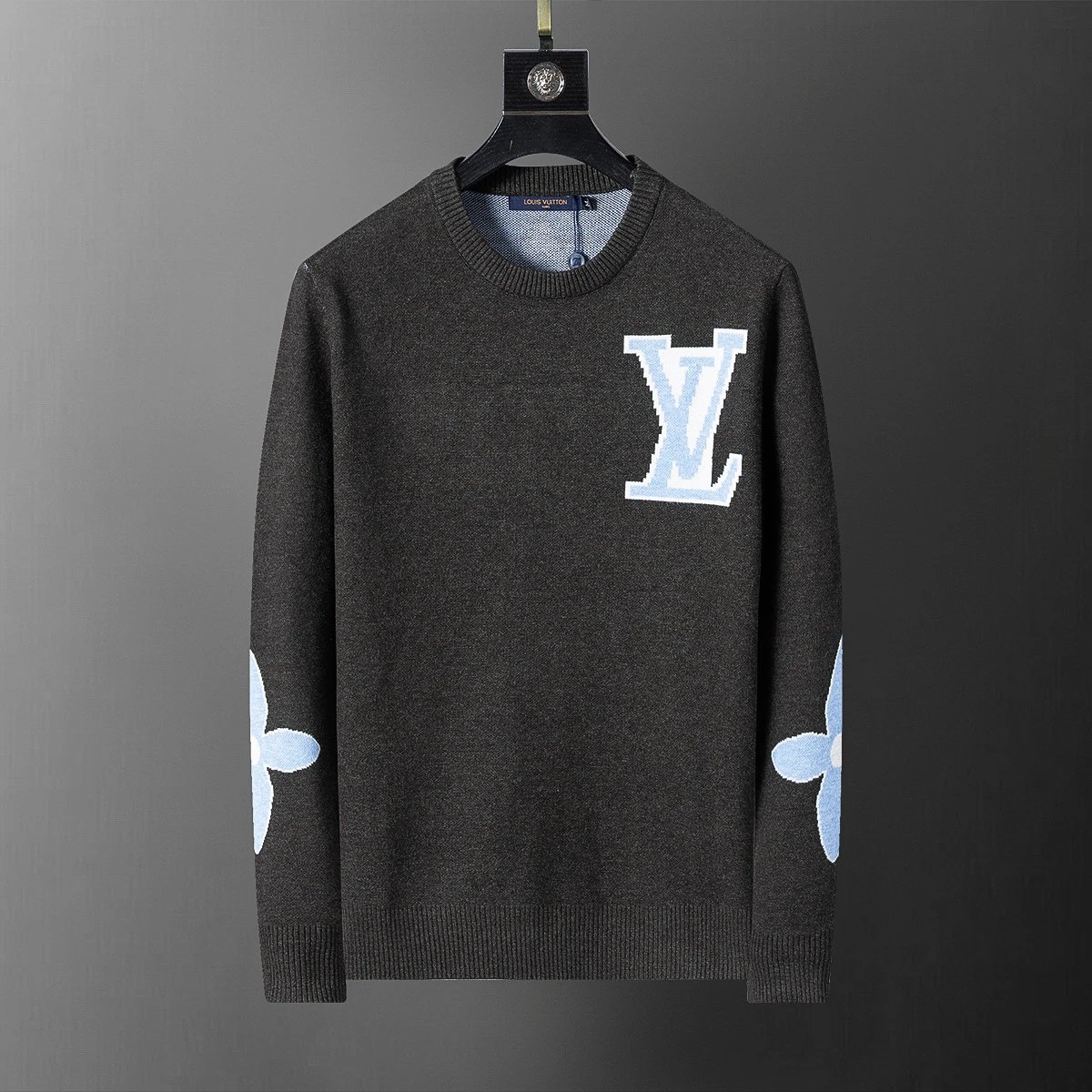 Gucci Knitwear Crewneck logo-pattern knit sweater — 5036 gray