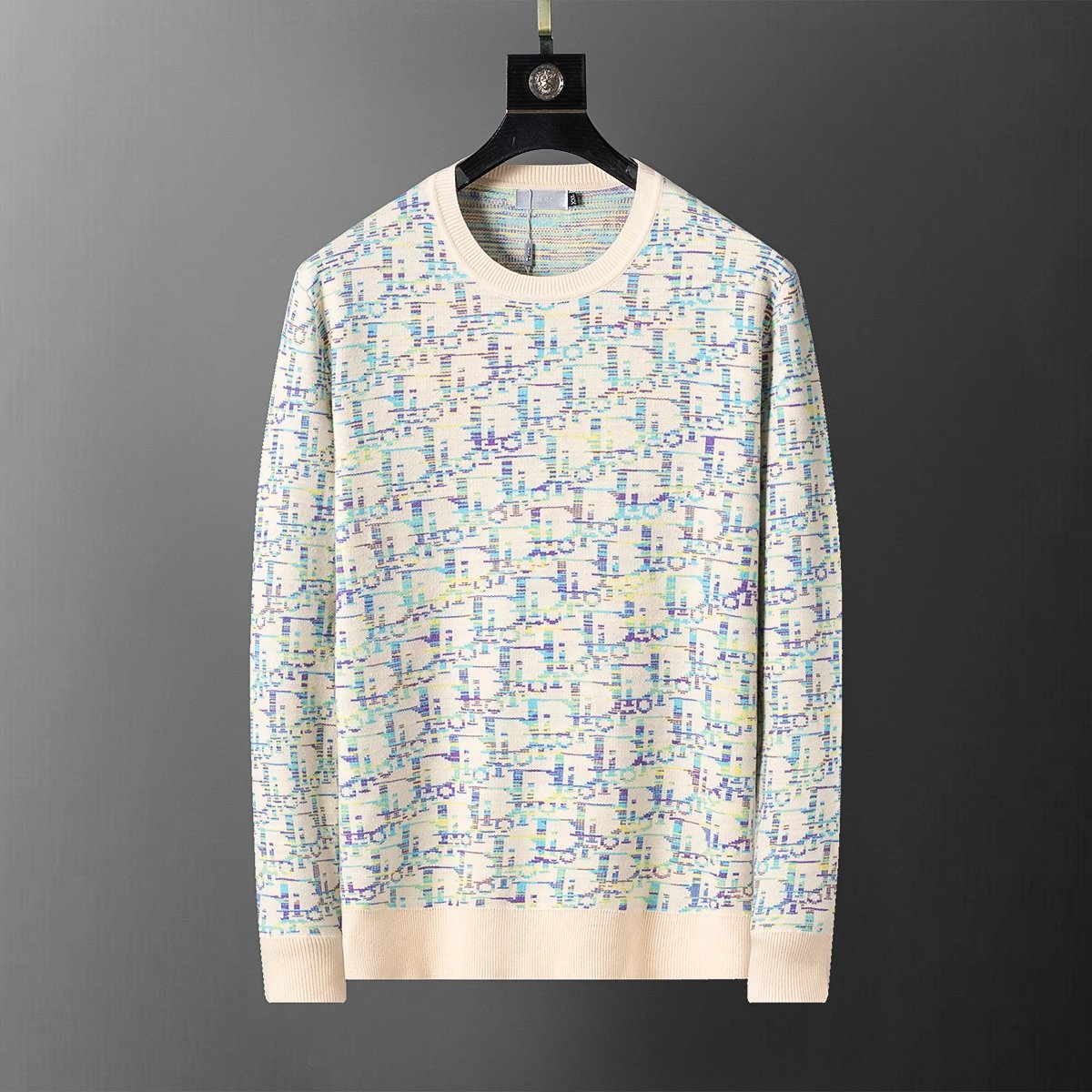 Gucci Knitwear Crewneck logo-pattern knit sweater — 5019 Apricot color