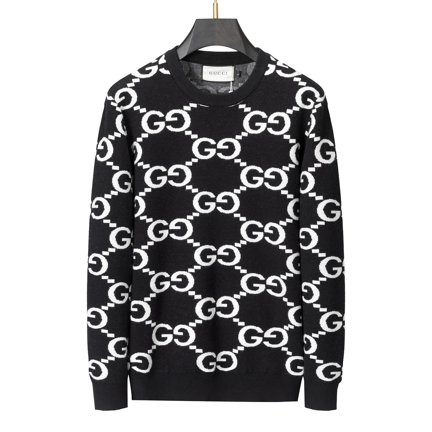 Gucci Knitwear Crewneck logo-pattern knit sweater — 3050 black