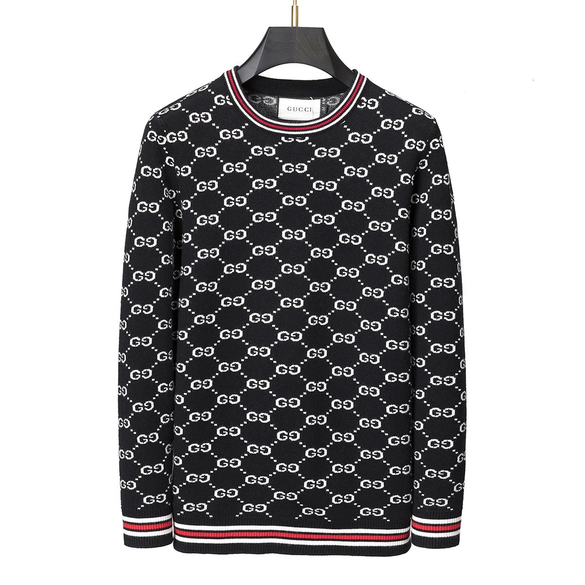 Gucci Knitwear Crewneck logo-pattern knit sweater — 3007 black