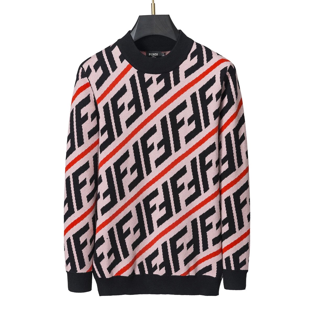 Gucci Knitwear Crewneck logo-pattern knit sweater — 3008 Light coffee color