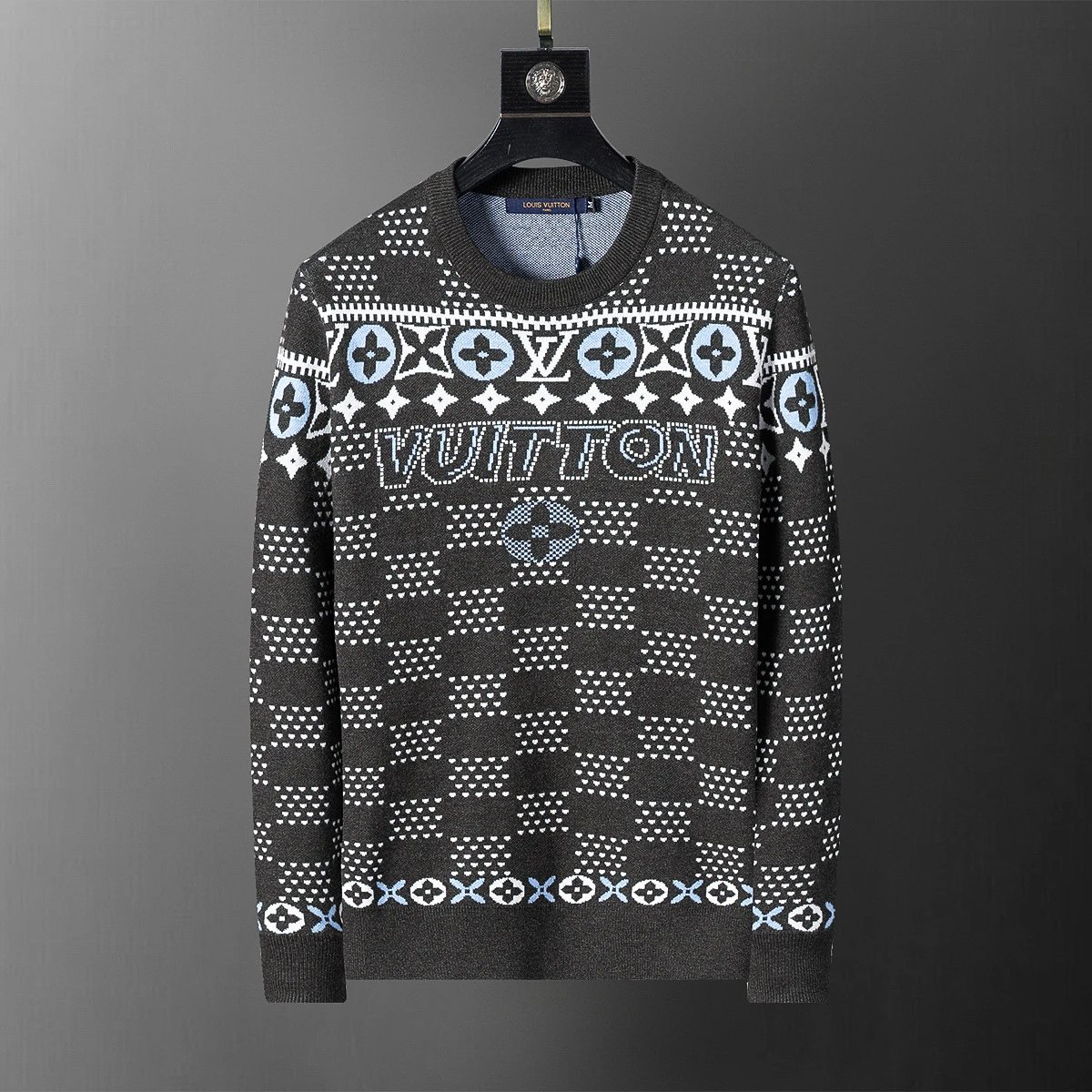 Gucci Knitwear Crewneck logo-pattern knit sweater — 5038 gray