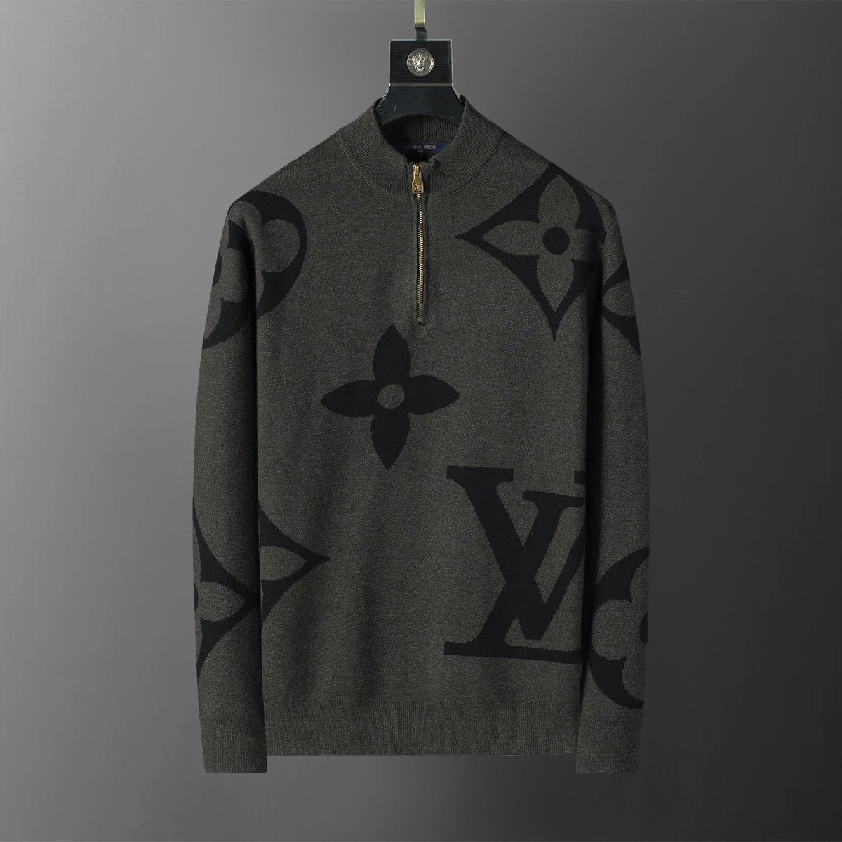 Gucci Knitwear Crewneck logo-pattern knit sweater — 5034 gray