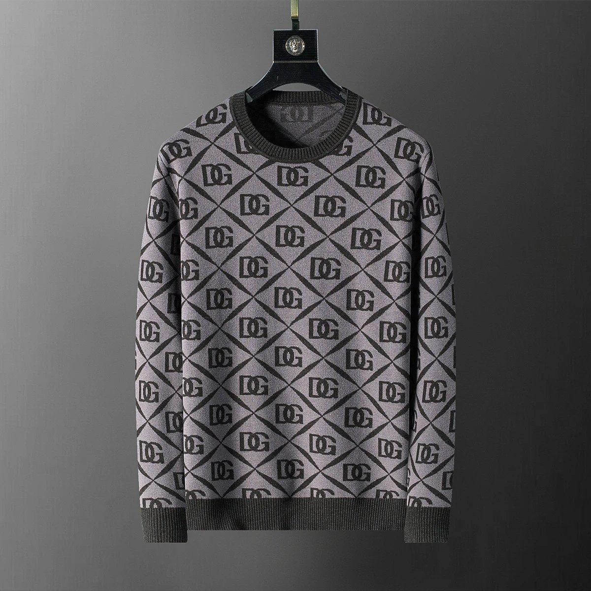 Gucci Knitwear Crewneck logo-pattern knit sweater — 50 k 05 gray