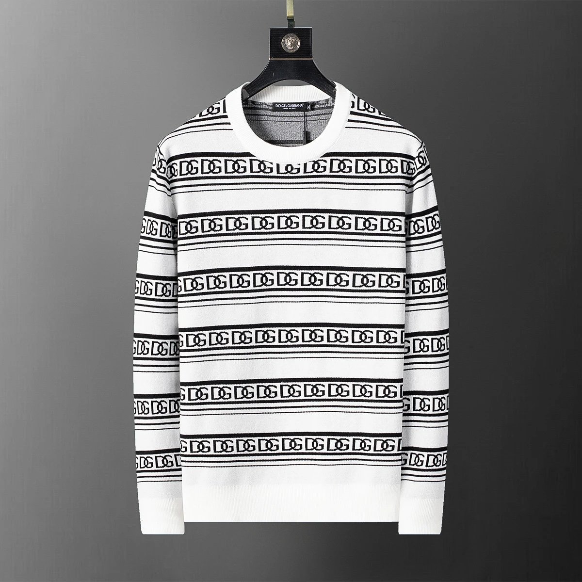 Gucci Knitwear Crewneck logo-pattern knit sweater — 5033 white