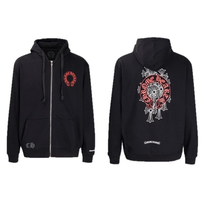 Chrome Hearts Hooded Zip-Up Jacket White Black Multicolor Graphic Streetwear