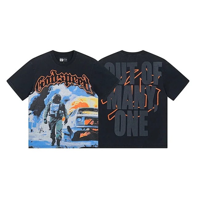 Godspeed T-Shirts Washed distressed graphic short-sleeve T-shirt product detail image 31