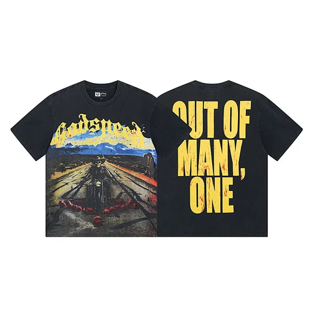 Godspeed T-Shirts Washed distressed graphic short-sleeve T-shirt product detail image 37