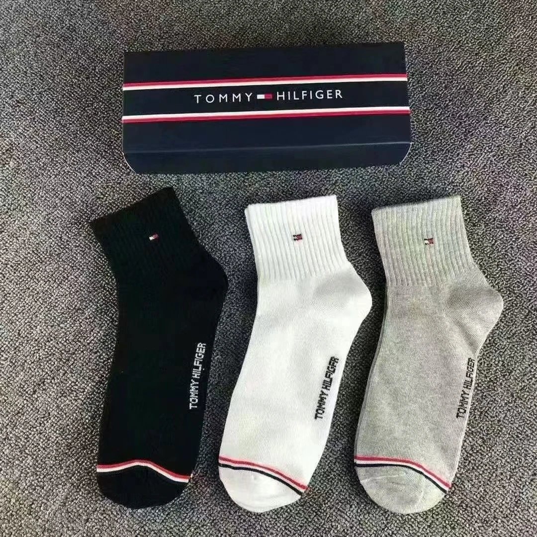 Tommy Hilfiger Ribbed Crew Socks Gray - 3