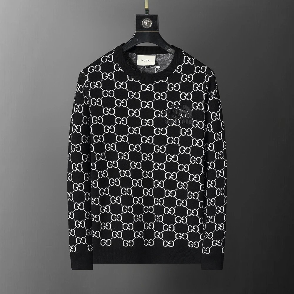 Gucci Knitwear Crewneck logo-pattern knit sweater — 3138 black