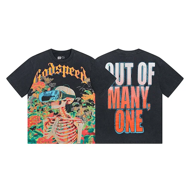 Godspeed T-Shirts Washed distressed graphic short-sleeve T-shirt product detail image 28