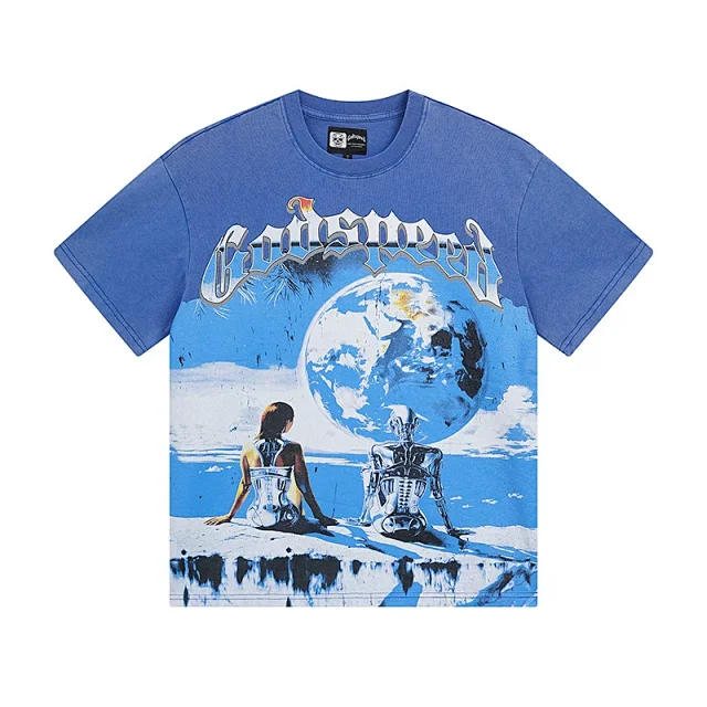 Godspeed T-Shirts Washed distressed graphic short-sleeve T-shirt product detail image 33