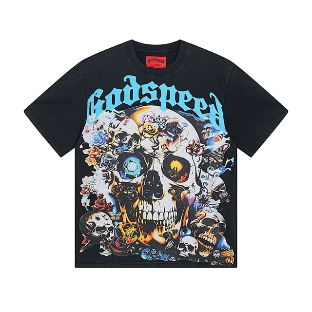 Godspeed T-Shirts Washed distressed graphic short-sleeve T-shirt product detail image 36