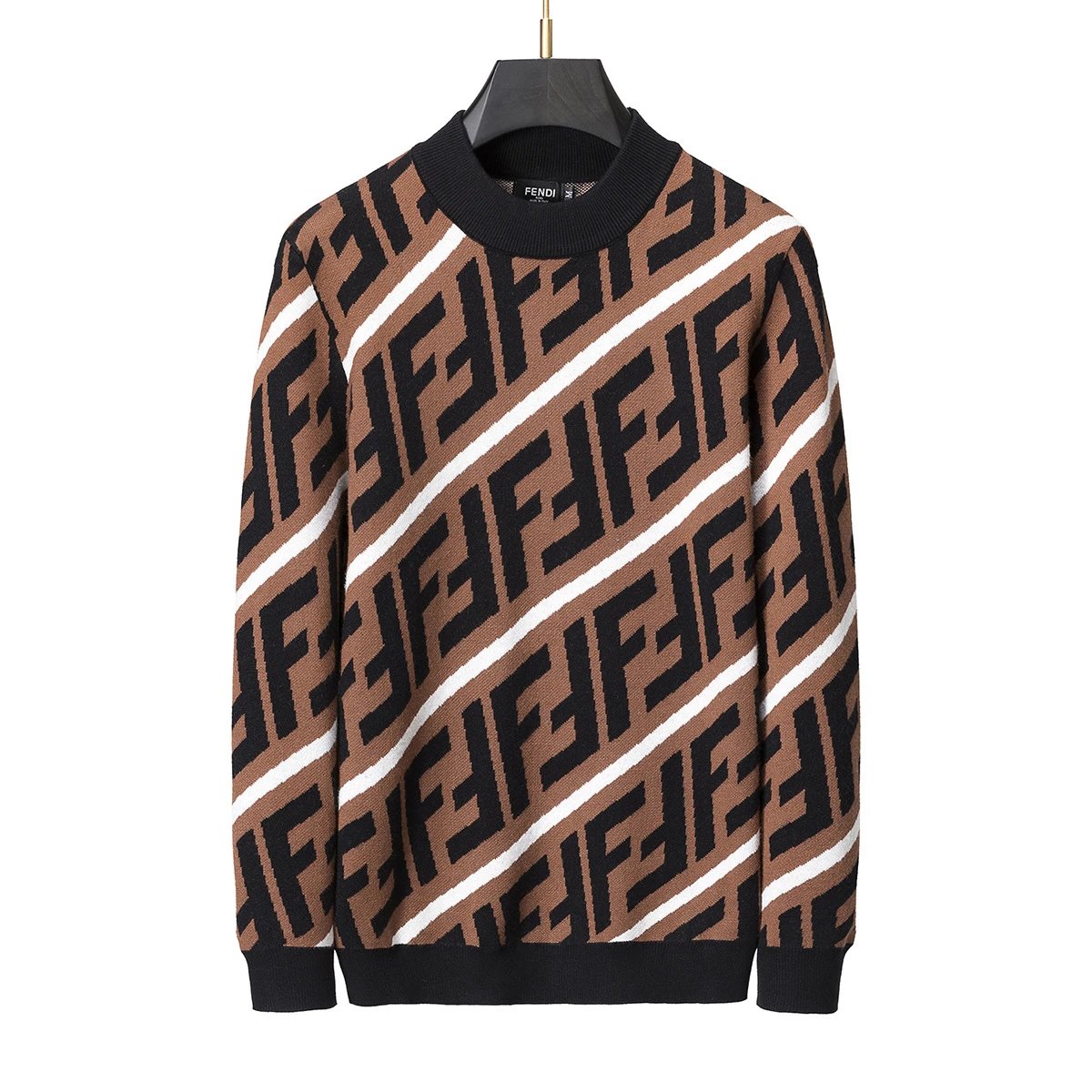 Gucci Knitwear Crewneck logo-pattern knit sweater — 3008 Dark brown