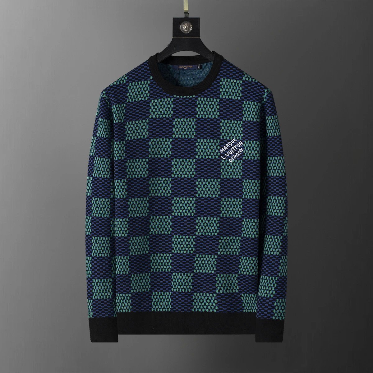 Gucci Knitwear Crewneck logo-pattern knit sweater — 5030 blue