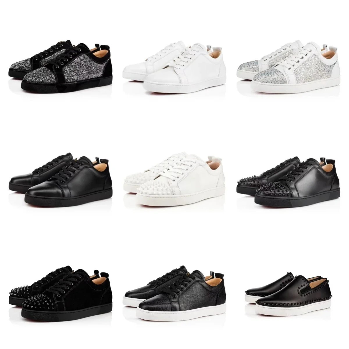 Christian Louboutin high-top sneakers with studded toe and patterned upper