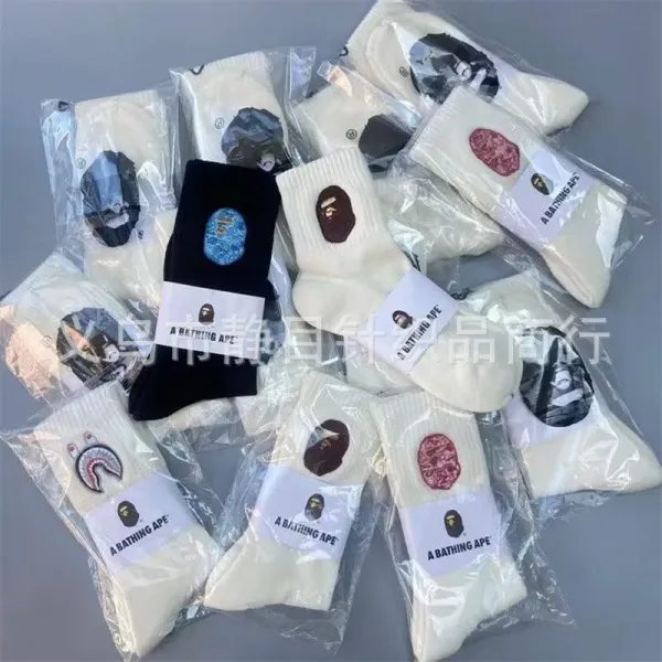A Bathing Ape Embroidered Skull Sock Black - 4