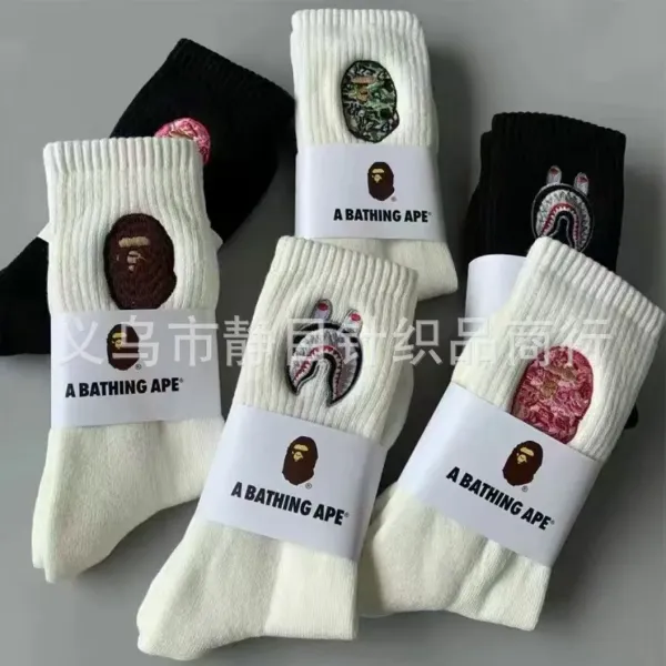 A Bathing Ape Embroidered Skull Sock Black - 3