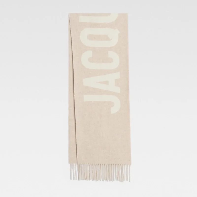 Jacquemus Logo Jacquard Scarf Light Beige