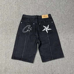 thumbnail for Jeans, star embroidery, American high street, vintage, distressed casual cropped trousers, jacket
