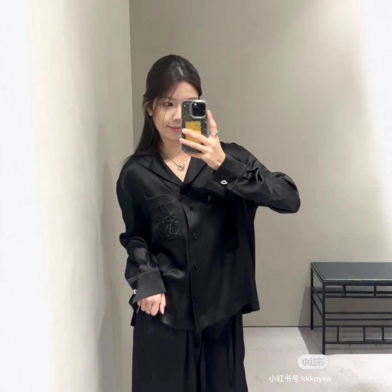 Black Satin Blazer Long Sleeve Formal Shirt