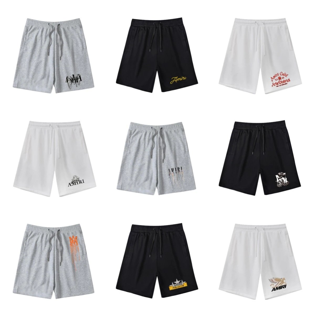 Amiri Logo Print Grey Casual Shorts