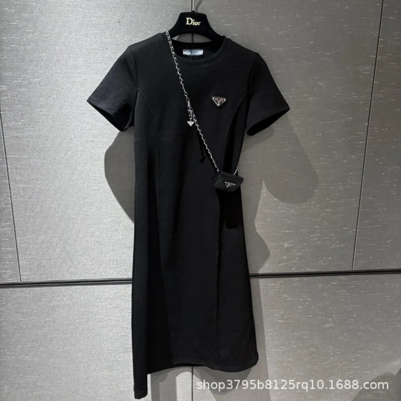Prada Logo Black T-Shirt Dress