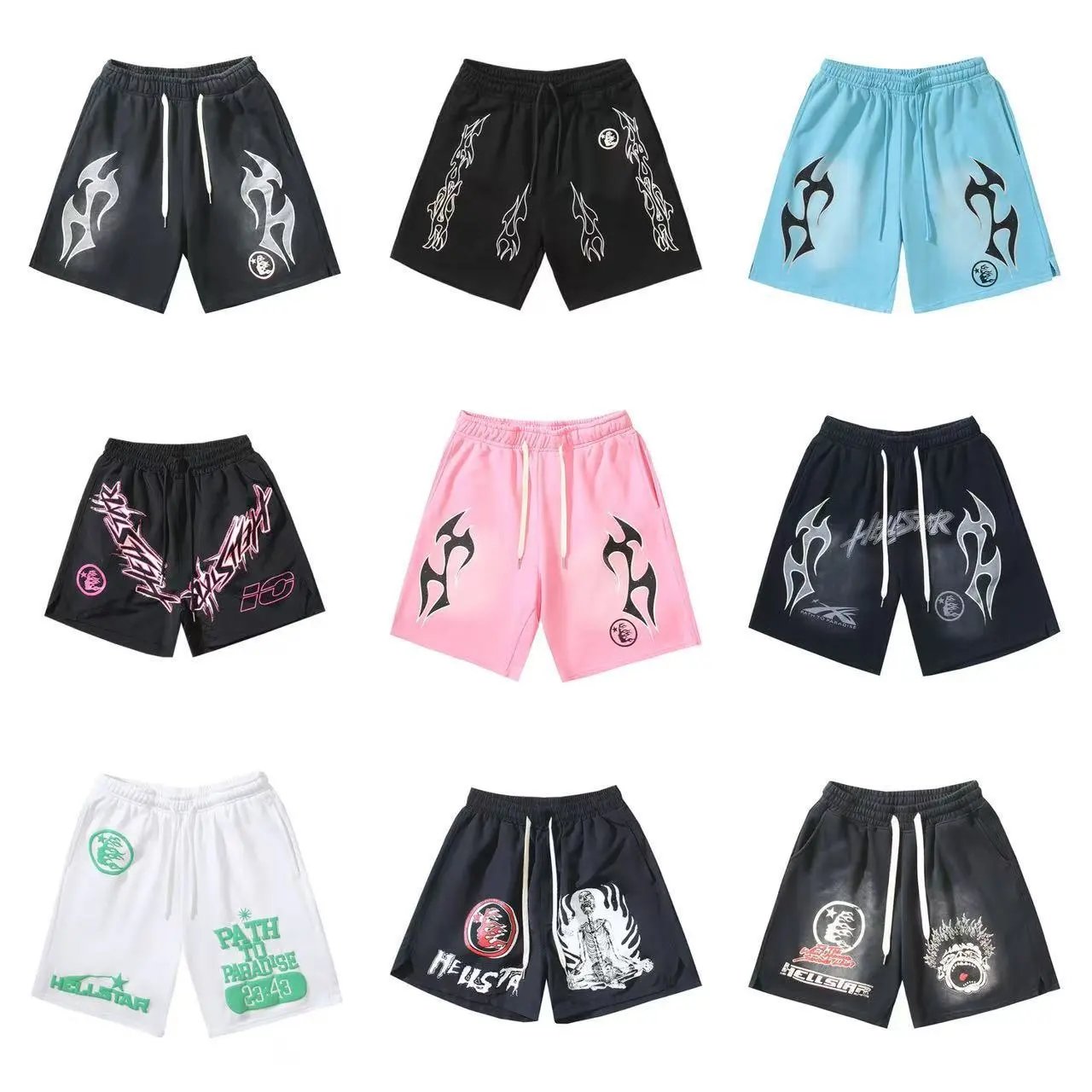 Hellstar Graphic Print Black Casual Shorts