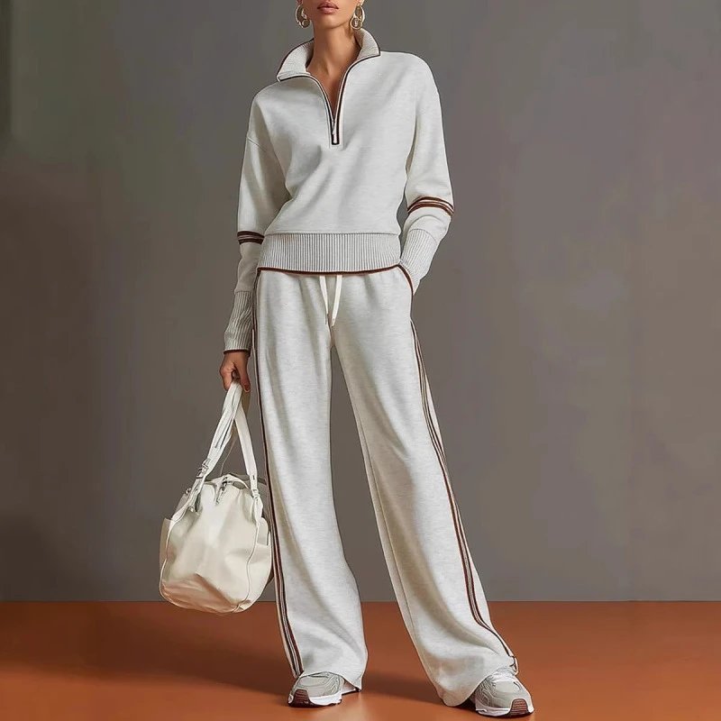 Cotton Track Suit Light Gray Sporty Set