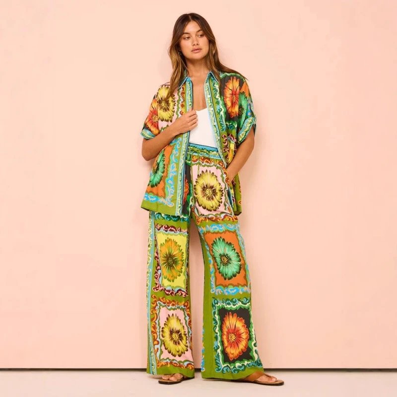 Floral Print Set Multicolor Boho Style