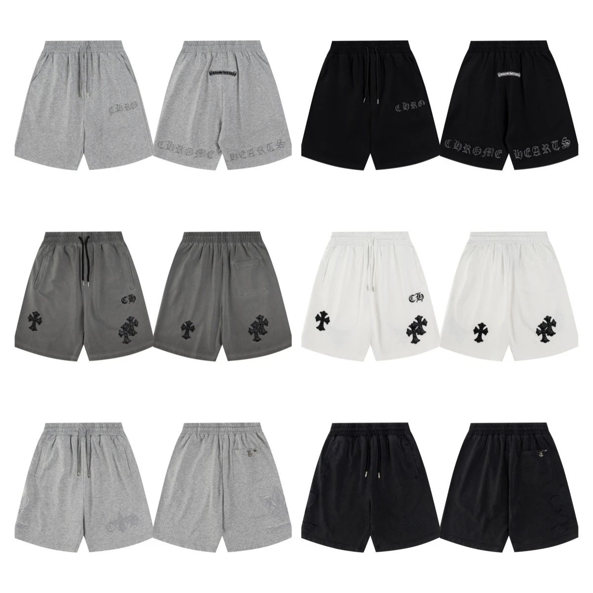 Chrome Hearts Grey Black White Casual Shorts