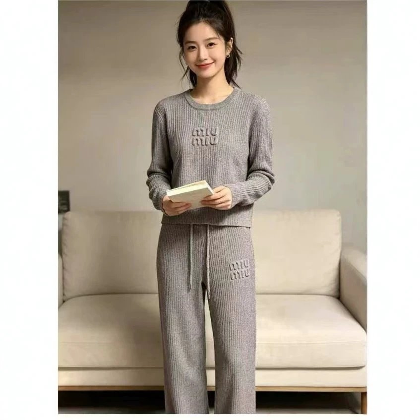 Miu Miu Knit Gray Loungewear Set