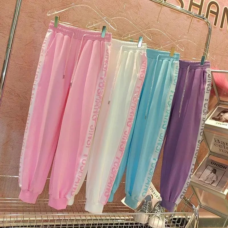 Cotton Jogger Trousers Pink Casual Style