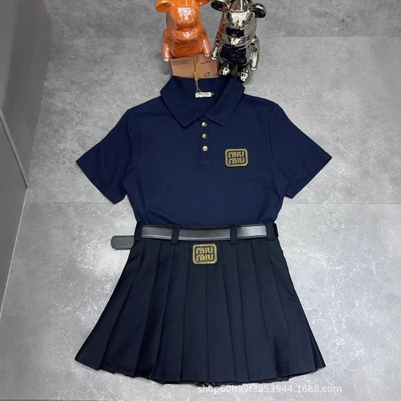 Polo Shirt Skirt Set Navy Blue School Uniform