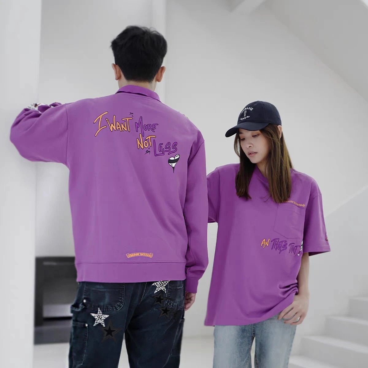 Purple Graphic Print Casual Jacket