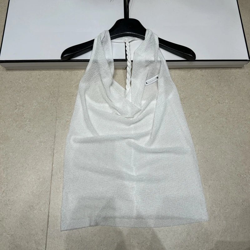 White Halter Neck Sleeveless Dress