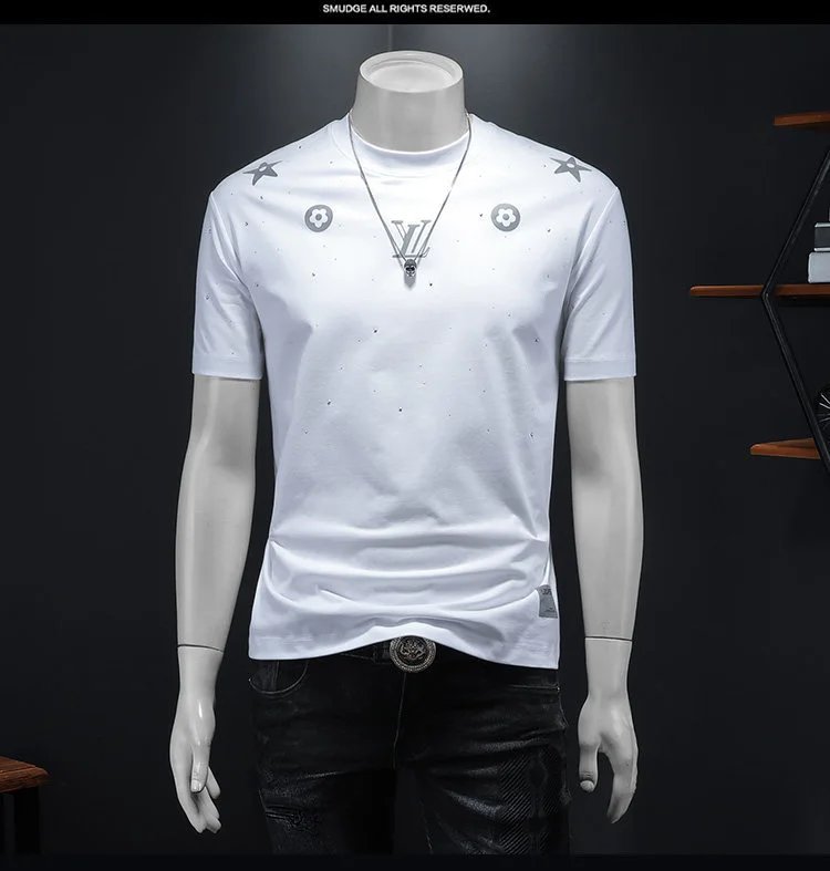 Design Embellished Star and Floral Graphic T-Shirt White - 15